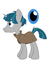 Size: 1184x1505 | Tagged: safe, artist:malinraf1615, imported from derpibooru, stygian, pony, unicorn, cloak, clothes, full body, hooves, horn, male, side view, simple background, smiling, solo, stallion, standing, tail, transparent background