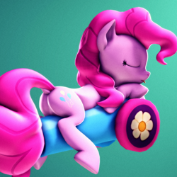 Size: 2160x2160 | Tagged: safe, artist:psfmer, imported from derpibooru, pinkie pie, earth pony, 3d, balloonbutt, butt, eyes closed, high res, party cannon, plot, revamped ponies, solo, source filmmaker