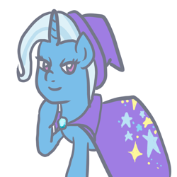 Size: 1000x1000 | Tagged: safe, artist:wrath-marionphauna, imported from derpibooru, trixie, pony, cape, clothes, colored, digital art, flat colors, hat, smiling, solo, trixie's cape, trixie's hat