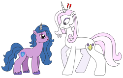 Size: 3119x1978 | Tagged: safe, artist:supahdonarudo, imported from derpibooru, fleur-de-lis, izzy moonbow, pony, unicorn, series:fleurbuary, curious, exclamation point, g5, looking at each other, looking at someone, my little pony: a new generation, question mark, simple background, surprised, transparent background