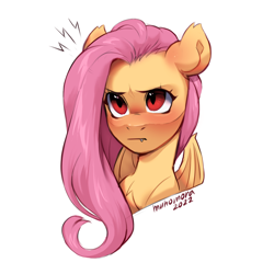 Size: 3500x3500 | Tagged: safe, artist:muhomora, imported from derpibooru, fluttershy, bat pony, pegasus, pony, angry, bat ponified, blushing, bust, flutterbat, race swap, simple background, sketch, solo, white background