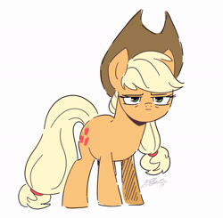 Size: 2000x1958 | Tagged: safe, artist:nolycs, imported from derpibooru, applejack, earth pony, pony, disappointed, female, looking at you, mare, simple background, solo, unamused, white background