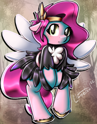 Size: 1664x2132 | Tagged: safe, artist:llametsul, imported from derpibooru, pipp petals, pegasus, pony, adorapipp, blushing, clothes, colored, covering, cute, dress, female, floppy ears, g5, looking at you, mare, my little pony: a new generation, solo, spread wings, unshorn fetlocks, wings