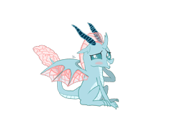 Size: 3200x2400 | Tagged: safe, artist:draconequues, imported from derpibooru, ocellus, changeling, dragon, blushing, embarrassed, februpony, horn, species swap, transparent mane, transparent wings, wings