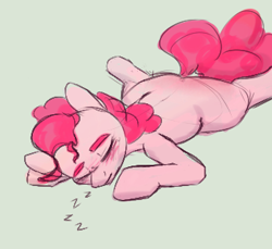 Size: 349x320 | Tagged: safe, artist:anonymous, pinkie pie, earth pony, pony, aggie.io, blushing, eyes closed, female, mare, simple background, sleeping, solo