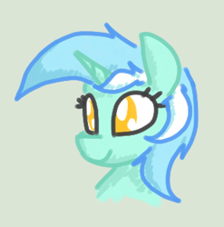 Size: 310x314 | Tagged: safe, artist:firecracker, lyra heartstrings, pony, unicorn, aggie.io, bust, female, horn, mare, portrait, simple background, smiling, solo