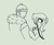 Size: 410x333 | Tagged: safe, artist:kabayo, oc, oc only, oc:anon, human, pony, taiga pony, aggie.io, bell, bell collar, chest fluff, clothes, coat, collar, duo, female, hat, jacket, mare, monochrome, mouth hold, reins, simple background, smiling