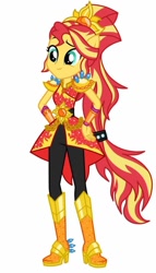 Size: 585x1024 | Tagged: safe, imported from twibooru, sunset shimmer, equestria girls, boots, clothes, crystal guardian, high heel boots, image, needs more jpeg, shoes, solo