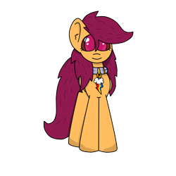 Size: 4000x4000 | Tagged: safe, artist:chubbysonicfan, imported from derpibooru, scootaloo, alternate hairstyle, collar, hair over one eye, lesboloo, looking at you, older, older scootaloo, purple eyes, simple background, smiling, solo, transparent background