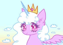 Size: 3000x2173 | Tagged: safe, artist:plushfurby, imported from derpibooru, oc, oc only, oc:partly cloudy, alicorn, cloud, high res, purple, white pupils, wingding eyes