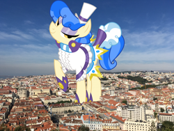 Size: 2000x1500 | Tagged: safe, artist:dashiesparkle, artist:thegiantponyfan, imported from derpibooru, sapphire shores, earth pony, pony, female, giant pony, giant sapphire shores, giant/macro earth pony, giantess, highrise ponies, irl, macro, mare, mega giant, photo, ponies in real life, portugal