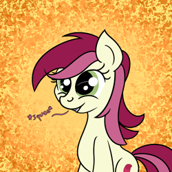 Size: 2000x2000 | Tagged: safe, artist:dafiltafish, imported from derpibooru, roseluck, earth pony, pony, abstract background, high res, smiling, solo, squee