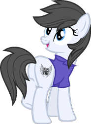 Size: 519x700 | Tagged: safe, artist:pegasski, imported from derpibooru, oc, oc:grey area, earth pony, pony, butt, clothes, female, mare, plot, shirt, simple background, solo, transparent background