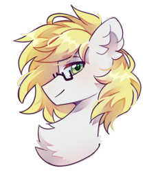 Size: 1240x1428 | Tagged: safe, artist:dedfriend, imported from derpibooru, oc, oc only, oc:ludwig von leeb, pegasus, pony, blonde hair, chest fluff, ear fluff, glasses, green eyes, looking at you, male, simple background, solo, stallion, transparent background, white background