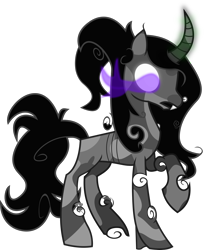 Size: 1634x2000 | Tagged: safe, artist:frownfactory, imported from derpibooru, umbrum, glowing, glowing eyes, glowing horn, horn, long hair, long mane, long tail, show accurate, simple background, solo, tail, transparent background, vector