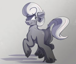 Size: 1652x1386 | Tagged: safe, artist:kam, imported from derpibooru, oc, oc only, earth pony, pony, butt, dock, earth pony oc, eye clipping through hair, eyebrows, eyebrows visible through hair, featureless crotch, floppy ears, full body, hooves, looking back, plot, raised tail, shading, solo, tail, unshorn fetlocks