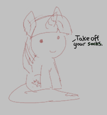 Size: 218x234 | Tagged: safe, artist:anonymous, twilight sparkle, pony, unicorn, aggie.io, dialogue, female, horn, mare, monochrome, simple background, sitting, smiling, solo, unicorn twilight