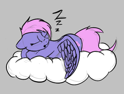 Size: 682x519 | Tagged: safe, artist:anonymous, oc, oc only, pegasus, pony, aggie.io, cloud, eyes closed, female, mare, on a cloud, onomatopoeia, open mouth, simple background, sleeping, snoring, solo, sound effects, spread wings, wings, zzz