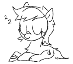 Size: 661x579 | Tagged: safe, artist:omelettepony, oc, oc:imareginary, earth pony, pony, chest fluff, eyes closed, female, filly, lying down, mare, monochrome, simple background, sleeping