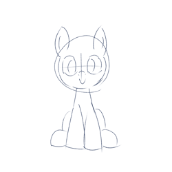 Size: 3200x3200 | Tagged: safe, artist:huodx, pony, female, mare, monochrome, simple background, sitting, smiling, wip