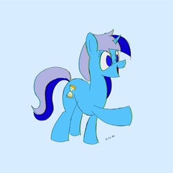 Size: 3200x3200 | Tagged: safe, artist:huodx, minuette, pony, unicorn, female, mare, open mouth, raised hoof, simple background, smiling