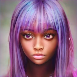 Size: 512x512 | Tagged: safe, editor:diameltzowo, imported from derpibooru, twilight sparkle, human, blushing, bust, dark skin, eyebrows, female, gradient background, humanized, irl, looking up, photo, portrait, purple eyes, realistic, simple background, solo