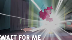 Size: 1280x720 | Tagged: safe, edit, edited screencap, editor:quoterific, imported from derpibooru, screencap, pinkie pie, earth pony, pony, power ponies (episode), season 4, ^^, cute, diapinkes, eyes closed, female, jumping, mare, open mouth, open smile, pinkie being pinkie, ponk, smiling, solo, text