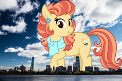 Size: 1600x1068 | Tagged: safe, artist:cheezedoodle96, artist:thegiantponyfan, edit, imported from derpibooru, aunt holiday, earth pony, pony, boston, female, giant pony, giant/macro earth pony, giantess, highrise ponies, irl, macro, mare, massachusetts, mega giant, photo, ponies in real life