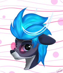 Size: 918x1068 | Tagged: safe, artist:cmdrtempest, imported from derpibooru, oc, oc only, oc:vibrant star, deer, blue eyes, cute, glasses, horns, looking at you, male, simple background, solo