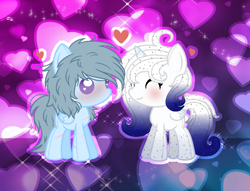 Size: 935x716 | Tagged: safe, artist:stormcloud-yt, imported from derpibooru, oc, oc only, alicorn, pegasus, pony, alicorn oc, base used, duo, eyes closed, heart, horn, pegasus oc, scar, smiling, wings