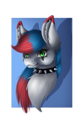 Size: 1987x3018 | Tagged: safe, artist:maneblue, imported from derpibooru, oc, oc only, earth pony, pony, bust, chest fluff, choker, ear fluff, earth pony oc, simple background, solo, spiked choker, transparent background