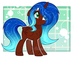 Size: 1280x1000 | Tagged: safe, artist:lavender-bases, imported from derpibooru, oc, oc only, oc:aine aisling, alicorn, pony, :o, abstract background, alicorn oc, art trade, chest fluff, female, floppy ears, folded wings, full body, gradient mane, gradient tail, hooves, horn, mare, open mouth, outline, signature, solo, standing, tail, watermark, white outline, wings