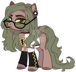 Size: 1024x975 | Tagged: safe, artist:miioko, imported from derpibooru, oc, oc only, earth pony, pony, clothes, colored hooves, deviantart watermark, ear piercing, earth pony oc, female, glasses, mare, obtrusive watermark, piercing, simple background, solo, transparent background, watermark