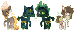 Size: 1024x425 | Tagged: safe, artist:miioko, imported from derpibooru, oc, oc only, earth pony, pony, deviantart watermark, earth pony oc, glowing, glowing eyes, obtrusive watermark, raised hoof, simple background, transparent background, watermark