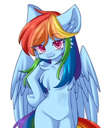 Size: 765x934 | Tagged: safe, artist:distant_sound_, imported from derpibooru, rainbow dash, pegasus, semi-anthro, adorasexy, chest fluff, cute, ear fluff, sexy, simple background, smiling, solo, stupid sexy rainbow dash, white background