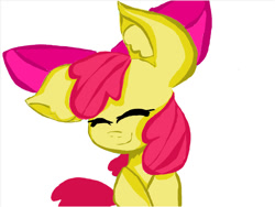 Size: 602x452 | Tagged: safe, artist:nastya shapoval, imported from derpibooru, apple bloom, earth pony, pony, adorabloom, cute, eyes closed, female, filly, foal, smiling, solo