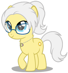 Size: 3050x3240 | Tagged: safe, artist:strategypony, imported from derpibooru, oc, oc only, oc:azha magna, earth pony, pony, cute, earth pony oc, female, filly, foal, glasses, high res, jewelry, looking up, necklace, ocbetes, ponytail, simple background, transparent background