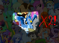 Size: 722x530 | Tagged: safe, artist:raptec, imported from derpibooru, oc, alicorn, bat, earth pony, griffon, pegasus, pony, unicorn, collaboration, griffon oc