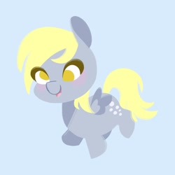 Size: 2048x2048 | Tagged: safe, artist:ethereanunicorn, imported from derpibooru, derpy hooves, pegasus, pony, blushing, chibi, cute, derpabetes, high res, lineless, no pupils, simple background, solo
