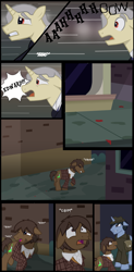 Size: 1280x2604 | Tagged: safe, artist:mr100dragon100, imported from derpibooru, comic:a house divided, ally, blood, dark forest au's dr. jekyll and mr. hyde, griffin (character), heavy breathing, injured, street, thug