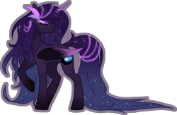 Size: 1967x1283 | Tagged: safe, artist:stormcloud-yt, imported from derpibooru, oc, oc only, alicorn, pony, alicorn oc, base used, ethereal mane, female, horn, looking back, mare, raised hoof, simple background, solo, starry mane, transparent background, wings