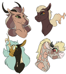 Size: 2700x3000 | Tagged: safe, artist:ask-y, imported from derpibooru, oc, oc only, draconequus, pony, bust, crack ship offspring, draconequus oc, duo, offspring, parent:applejack, parent:discord, parent:king sombra, parent:queen chrysalis, parent:tirek, simple background, transparent background