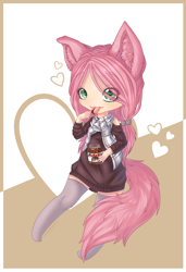 Size: 1823x2671 | Tagged: safe, artist:maneblue, imported from derpibooru, oc, oc only, human, abstract background, clothes, ear fluff, eared humanization, female, humanized, socks, solo