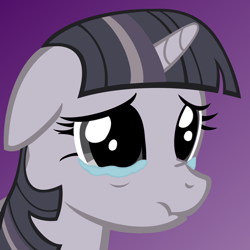 Size: 2500x2500 | Tagged: safe, artist:jfiend97, edit, editor:wardex101, imported from derpibooru, twilight sparkle, pony, crying, discorded, discorded twilight, female, sad, scrunchy face, solo, twilight tragedy