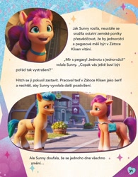 Size: 919x1181 | Tagged: safe, imported from derpibooru, screencap, hitch trailblazer, sunny starscout, earth pony, pony, spoiler:my little pony: a new generation, book, czech, g5, my little pony annual 2022, my little pony: a new generation