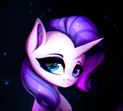 Size: 2744x2454 | Tagged: safe, artist:stahlkat, imported from derpibooru, rarity, pony, unicorn, black background, bust, ear fluff, female, high res, horn, mare, portrait, signature, simple background, solo