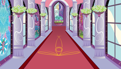 Size: 3252x1843 | Tagged: safe, artist:soren-the-owl, imported from derpibooru, background, canterlot castle, colonnade, hallway, high res, liminal space, no pony, scenery, stained glass