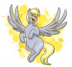 Size: 2389x2211 | Tagged: safe, artist:bella-pink-savage, imported from derpibooru, derpy hooves, pegasus, pony, female, flying, high res, open mouth, solo