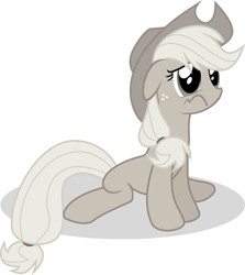 Size: 913x1024 | Tagged: artist needed, safe, edit, imported from derpibooru, applejack, earth pony, pony, party of one, applejack tragedy, applejack's hat, cowboy hat, discorded, female, hat, mare, sad, simple background, solo, white background