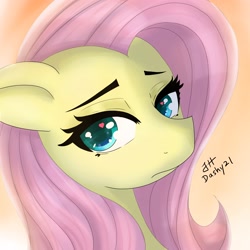 Size: 3000x3000 | Tagged: safe, artist:dashy21, imported from derpibooru, fluttershy, pegasus, pony, bust, female, frown, high res, solo